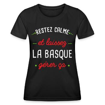 Idée cadeau Basque, humour région citations couple - T-shirt sport Femme - noir - Devant - AI Model Female 172 light (172cm)