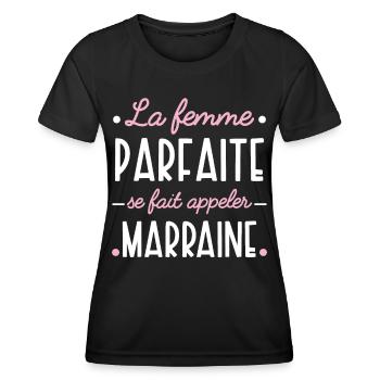 Marraine idée cadeau humour citations famille - T-shirt sport Femme - noir - Devant - AI Model Female 172 light (172cm)