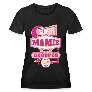 Super Mamie Idée Cadeau Grand-mère Citation Humour - T-shirt sport Femme - noir - Devant - AI Model Female 172 light (172cm)