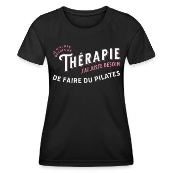 Pilates idée cadeau Sport Citation Humour Yoga - T-shirt sport Femme - noir - Devant - AI Model Female 172 light (172cm)