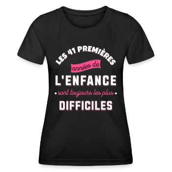Anniversaire 41 ans Idée cadeau date de naissance - T-shirt sport Femme - noir - Devant - AI Model Female 172 light (172cm)