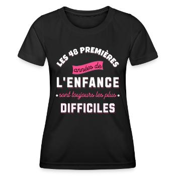Anniversaire 48 ans Idée cadeau date de naissance - T-shirt sport Femme - noir - Devant - AI Model Female 172 light (172cm)