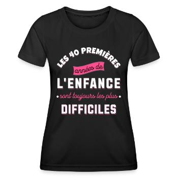 Anniversaire 40 ans humour Idée cadeau Naissance - T-shirt sport Femme - noir - Devant - AI Model Female 172 light (172cm)