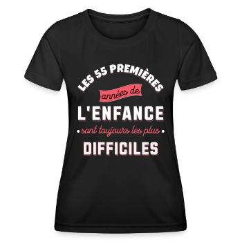 Anniversaire 55 ans, idée cadeau date de naissance - T-shirt sport Femme - noir - Devant - AI Model Female 172 light (172cm)