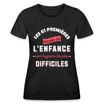 Cadeau pour Anniversaire 61 ans. Date de Naissance - T-shirt sport Femme - noir - Devant - AI Model Female 172 light (172cm)