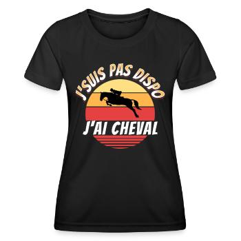 Équitation Cadeau Pour Cavalier Cheval Humour - T-shirt sport Femme - noir - Devant - AI Model Female 172 light (172cm)