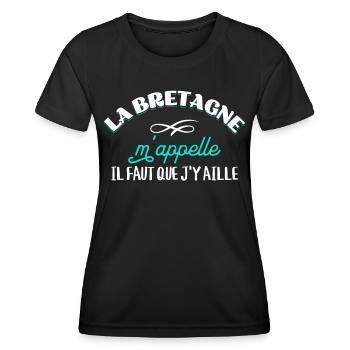 Bretagne cadeau pour breton Rigolo Citation Région - T-shirt sport Femme - noir - Devant - AI Model Female 172 light (172cm)