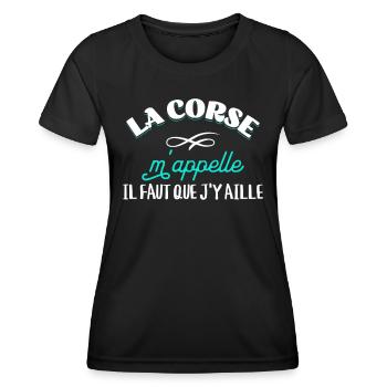Corse Cadeau Région Rigolo île de Beauté Humour - T-shirt sport Femme - noir - Devant - AI Model Female 172 light (172cm)