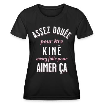 Kiné Cadeau pour Kinésithérapeute Rigolo Humour - T-shirt sport Femme - noir - Devant - AI Model Female 172 light (172cm)