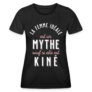 Kiné Cadeau pour Kinésithérapeute Rigolo Humour - T-shirt sport Femme - noir - Devant - AI Model Female 172 light (172cm)