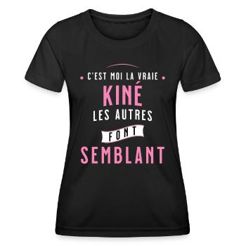 Kiné Cadeau pour Kinésithérapeute Rigolo Humour - T-shirt sport Femme - noir - Devant - AI Model Female 172 light (172cm)