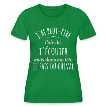 Équitation Cadeau Pour Cavalière Cheval Humour - T-shirt sport Femme - vert - Devant - AI Model Female 172 dark (172cm)