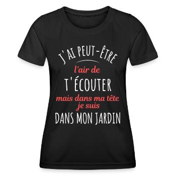 Jardin Cadeau pour Jardinier Potager Rigolo Humour - T-shirt sport Femme - noir - Devant - AI Model Female 172 light (172cm)
