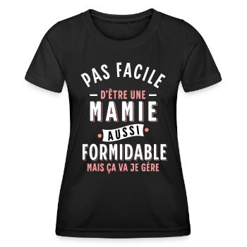 Mamie Cadeau Grand-mère Citation Humour Rigolo - T-shirt sport Femme - noir - Devant - AI Model Female 172 light (172cm)