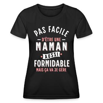 Maman géniale Cadeau Rigolo Femme Humour Mère - T-shirt sport Femme - noir - Devant - AI Model Female 172 light (172cm)