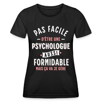 Psychologue cadeau humour psychologie Rigolo Femme - T-shirt sport Femme - noir - Devant - AI Model Female 172 light (172cm)