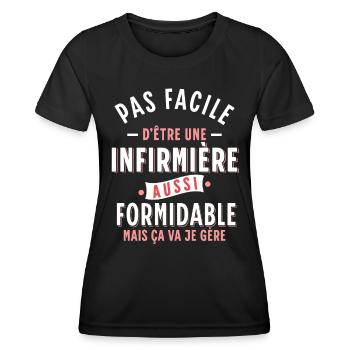 Infirmière Cadeau Rigolo Humour Femme Médecine - T-shirt sport Femme - noir - Devant - AI Model Female 172 light (172cm)