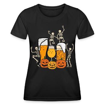 Halloween mit Bier und Skeletten - Frauen Funktions-T-Shirt - Schwarz - Vorne - AI Model Female 172 light (172cm)