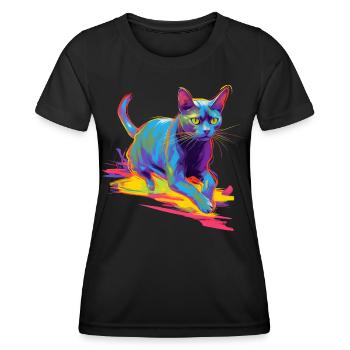 Colorful Cat Neon - Women's Functional T-Shirt - black - Front - AI Model Female 172 light (172cm)