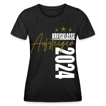 Aufsteiger Kreisklasse 2024 Aufstiegstrikot - Frauen Funktions-T-Shirt - Schwarz - Vorne - AI Model Female 172 light (172cm)
