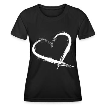 Heart Design Brush New Vector Gafik White Street Art - Women's Functional T-Shirt - black - Front - AI Model Female 172 light (172cm)