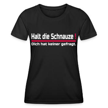 Halt die Schnauze - Frauen Funktions-T-Shirt - Schwarz - Vorne - AI Model Female 172 light (172cm)