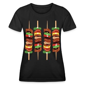 Fast food - T-shirt sport Femme - noir - Devant - AI Model Female 172 light (172cm)