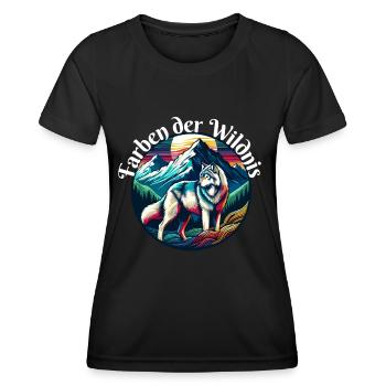 Farben der Wildnis Wolf Design - Frauen Funktions-T-Shirt - Schwarz - Vorne - AI Model Female 172 light (172cm)