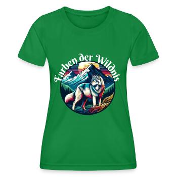 Farben der Wildnis Wolf Design - Frauen Funktions-T-Shirt - Kelly Green - Vorne - AI Model Female 172 dark (172cm)