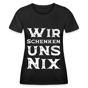 Wir schenken uns nix lustiges Geschenk - Frauen Funktions-T-Shirt - Schwarz - Vorne - AI Model Female 172 light (172cm)