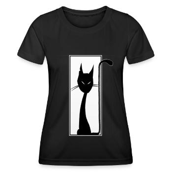 Chat noir, chat noir, drôle, flippant - T-shirt sport Femme - noir - Devant - AI Model Female 172 light (172cm)