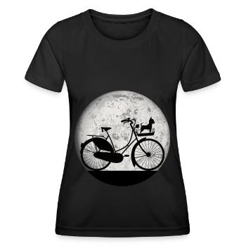 Fahrrad Hund Vintage Mond Frauen Mädchen Shirt - Frauen Funktions-T-Shirt - Schwarz - Vorne - AI Model Female 172 light (172cm)