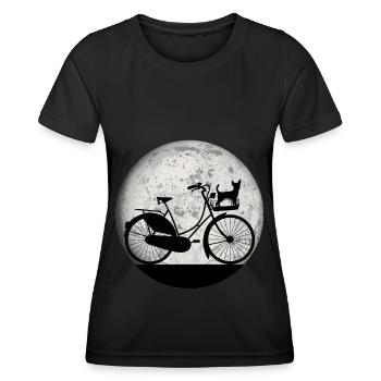 Fahrrad Hund Vintage Mond Frauen Mädchen Shirt - Frauen Funktions-T-Shirt - Schwarz - Vorne - AI Model Female 172 light (172cm)
