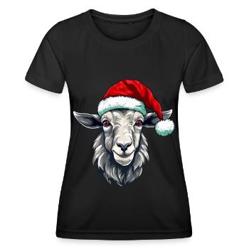 Ziege Xmas Weihnachten Tier Kopf - Frauen Funktions-T-Shirt - Schwarz - Vorne - AI Model Female 172 light (172cm)