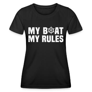 Mein Boot meine Regeln T-Shirt Segelboot Segelboot - Frauen Funktions-T-Shirt - Schwarz - Vorne - AI Model Female 172 light (172cm)