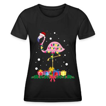 Flamant rose Noël. Cadeau de Noël - T-shirt sport Femme - noir - Devant - AI Model Female 172 light (172cm)
