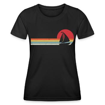 bateau à voile retro t-shirt voilier bateau - T-shirt sport Femme - noir - Devant - AI Model Female 172 light (172cm)