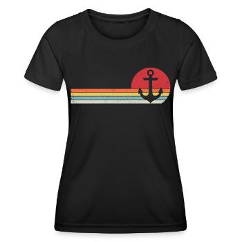 Anker Segler Geschenk vom Bootskapitän - Frauen Funktions-T-Shirt - Schwarz - Vorne - AI Model Female 172 light (172cm)