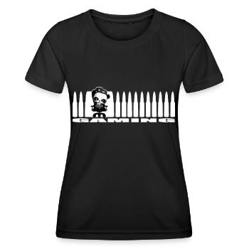 cool Gaming Panda Nerd Cartridges Shooter Gamer - Women's Functional T-Shirt - black - Front - AI Model Female 172 light (172cm)