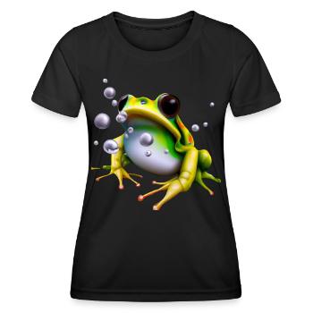 Frosch Wassertropfen - Frauen Funktions-T-Shirt - Schwarz - Vorne - AI Model Female 172 light (172cm)