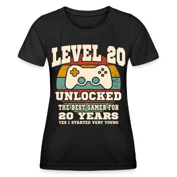 Level 20 unlocked - 20th anniversary - Women's Functional T-Shirt - black - Front - AI Model Female 172 light (172cm)