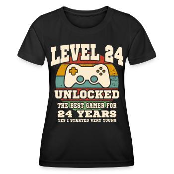 Level 24 unlocked - 24th anniversary - Women's Functional T-Shirt - black - Front - AI Model Female 172 light (172cm)