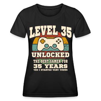 Level 35 unlocked - 35th anniversary - Women's Functional T-Shirt - black - Front - AI Model Female 172 light (172cm)