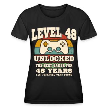 Stufe 48 freigeschaltet – 48. Jahrestag - Frauen Funktions-T-Shirt - Schwarz - Vorne - AI Model Female 172 light (172cm)