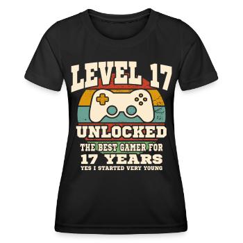 Stufe 17 freigeschaltet – 17. Jahrestag - Frauen Funktions-T-Shirt - Schwarz - Vorne - AI Model Female 172 light (172cm)