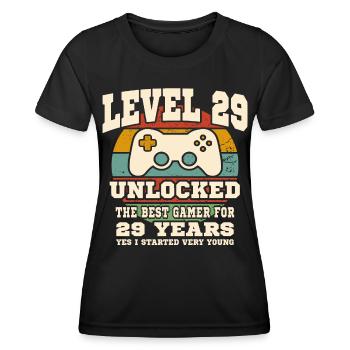 Level 29 unlocked - 29th anniversary - Women's Functional T-Shirt - black - Front - AI Model Female 172 light (172cm)