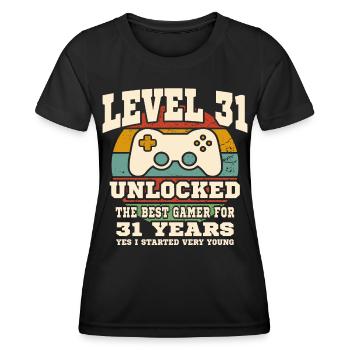 Level 31 unlocked - 31th anniversary - Women's Functional T-Shirt - black - Front - AI Model Female 172 light (172cm)