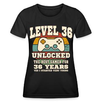 Stufe 36 freigeschaltet – 36. Jahrestag - Frauen Funktions-T-Shirt - Schwarz - Vorne - AI Model Female 172 light (172cm)