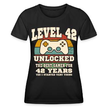 Level 42 unlocked - 42th anniversary - Women's Functional T-Shirt - black - Front - AI Model Female 172 light (172cm)