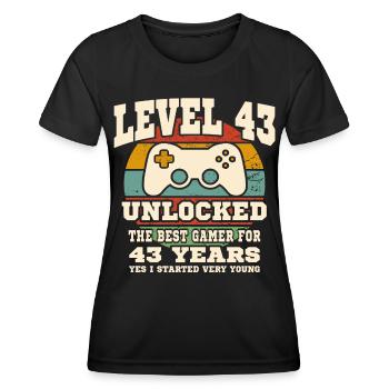 Level 43 unlocked - 43th anniversary - Women's Functional T-Shirt - black - Front - AI Model Female 172 light (172cm)